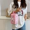 Bolsa de Maquillaje Grande Estilo Caricatura Japonesa 2026 con Estampados Lindos y Textura, Bolso de Mano para Viaje y Almacenamiento de Artículos de Tocador