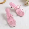 Nuevas Sandalias de Tacón de Aguja Cuadradas Multicolores con Tira en T y Dedo del Pie, Sandalias de Tacón Bajo para Mujer sin Cierre para Exportación 2026