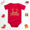 Feliz Natal Natal vermelho bebê macacão manga curta algodão macacão bebê macacão