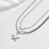 Nuevo Collar de Acero de Titanio de Doble Capa de Nicho con Colgante de Corazón de Perla, Gargantilla de Diseño Versátil y Elegante