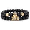 Pulsera de calavera de circonita micro incrustada de suministro europeo y americano de venta caliente, traje de pulsera elástica de piedra esmerilada, joyería al por mayor