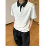 Camisa Polo Masculina Casual Estilosa de Manga Curta Falsa Duas Peças T-shirt Verão Cleanfit Ombro Normal Casual Meia-Manga