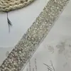 Renda Brilhante com Lantejoulas e Contas Bordadas à Mão, Largura 4cm, Acabamento para Vestido de Noiva DIY, Decoração de Cinto, Material para Palco