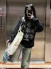 Camiseta Pesada de Manga Larga con Estampado de Girasol de Moda para Mujer 2025 Primavera y Otoño Top Vintage Holgado