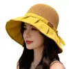 Nuevo sombrero de verano para exteriores, combinable con todo, de pescador, de ala grande, portátil, con lazo, para mujer