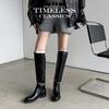 Botas para Mujer 2025 Nuevas Botas Altas Tacón Bajo Botas Plisadas Ajustadas Botas Escarchadas Retro Modernas
