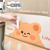 Almohadilla anti-patadas para coche de dibujos animados, oso lindo, cuero para respaldo de asiento de coche, almohadilla protectora anti-suciedad y desgaste, bolsa de almacenamiento creativa