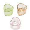 Portavelas de Vidrio en Forma de Corazón Transparente 170ml Copa de Cera Rayada Vidrio de Alta Temperatura Escritorio Hogar Aromaterapia Copa para Velas Esmerilada