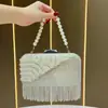 Bolsa de Mão Feminina com Franjas Clutch de Pérola Bolsa de Festa Bolsa Tote Elegante Bolsa Feminina Bolsa de Festa Embelezada com Strass