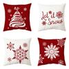 Funda de almohada con estampado de combinación roja y decoración navideña novedosa y popular transfronteriza, regalo de cintura personalizado, venta al por mayor
