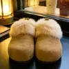 Pantuflas tipo Birkenstock súper estilosas, de suela gruesa, que aumentan la altura, forradas de felpa, pantuflas peludas, pantuflas de algodón para mujer, calzado de invierno para exteriores, nuevo estilo 2026, diseño de media pantufla