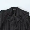 Comércio Exterior Roupas Femininas Primavera e Outono 2026 Estilo Europeu e Americano Moda Simples Versátil Listrado Ombro Largo Blazer para Mulheres B129783