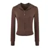Chaqueta cárdigan corta con capucha para mujer, nuevo modelo de otoño 2026, color liso, bolsillos grandes, cierre de cremallera, corte ajustado, sudadera casual
