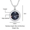 Collar con colgante giratorio de doble cara con foto de recuerdo de hip hop transfronterizo europeo y americano, con marco de foto hueco de diamantes y circonita.
