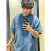 Camiseta retro americana de manga corta de peso pesado para hombre, lavada y desgastada de verano, marca de moda de tendencia de manga media, top fresco y elegante de algodón puro