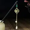Horquilla Antigua de Imitación de Sándalo de Alta Calidad Broche Elegante para el Cabello Borla de Madera Accesorios para el Cabello Paso a Paso Hanfu Cheongsam
