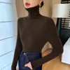 Suéter de cuello alto para mujer transfronterizo para otoño e invierno, top base de punto acanalado de cuello alto sin costuras, top interior de punto ajustado