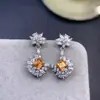 Brincos Fanta Naturais de Alta Qualidade Prata Esterlina S925 Brincos com Design de Floco de Neve em Zircônia Elegantes Elegantes Elegantes Elegantes