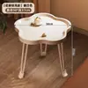 Mesa Redonda Pequeña, Mesa de Café Móvil, Mesa Lateral para Sofá, Mesa de Esquina de Nogal, Mesa Lateral Plegable, Mesa de Té para Balcón, Mesa con Estante de Almacenamiento