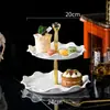 Venta al por mayor transfronteriza de Platos de Fruta Cerámicos Creativos de Lujo Ligero, Platos para Bocadillos de Té de la Tarde, Platos para Pasteles de Postre, Platos de Fruta de Dos y Tres Niveles