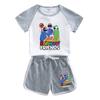 Traje de verano Rainbow Friends para niños y niñas 2023 nuevo conjunto de dos piezas de algodón con estampado de dibujos animados, manga corta y shorts, pijama