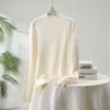 Camiseta Térmica de Punto 100% Cachemira Pura para Mujer, Nuevo Estilo Otoño e Invierno 2026, Camiseta Térmica de Manga Larga Sencilla y Versátil con Cuello Medio-Alto