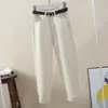 Jeans Harlan de Tiro Alto para Mujer Otoño 2021 Nuevos Rectos Sueltos Adelgazantes de Nueve Puntos Versátiles Pantalones Tipo Zanahoria