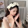 Nuevo Corea del Sur elegante diadema plisada de ala ancha negra parte superior alta del cráneo accesorios para el cabello de mujer estilo francés diadema para presionar el cabello rojo en línea al por mayor