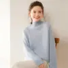 Suéter de punto trenzado de cachemira para mujer, estilo otoño e invierno, hilo de punto de colores con lunares, base de cachemira holgada y estilizada con cuello semi-alto
