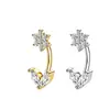 Piercings de sobrancelha em aço inoxidável, piercings de cartilagem da orelha, piercings de cartilagem da orelha com rosca externa incrustados com diamantes florais estilo ins, novos brincos doces populares em estoque