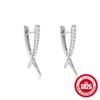 Pendientes de plata de ley S925 con forma de cruz de diamantes y ópalo, hojas en forma de X, temperamento de moda japonesa y coreana, pequeños pendientes para mujer