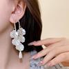 Agulha de prata pérola gota pétala de cristal borla brincos francês elegante elegante elegante brincos de nicho moda todos os brincos