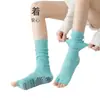 Calcetines de yoga de punta abierta para mujer, calcetines deportivos antideslizantes para Pilates, danza, fitness, piso, pantorrilla, calcetines juveniles de media pantorrilla