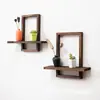 Conjunto de 2 prateleiras flutuantes estilo rústico, prateleiras de armazenamento de madeira, prateleiras decorativas de madeira maciça para uso doméstico montadas na parede, personalizáveis