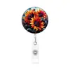 Crachá de identificação do fabricante com tema floral e clipe retrátil, revestimento plástico de fácil fixação, adequado para crachás temáticos florais e de animais para uso transfronteiriço