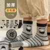 Calcetines gruesos de invierno y otoño para niños y niñas, a prueba de frío, cálidos, con forro de felpa, calcetines de tubo medio para bebé, calcetines de rizo