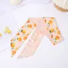 Novo Lenço de Seda Longo Estilo Coreano Primavera e Verão com Estampa de Frutas Cinto para Cabelo Gravata Longa Feminina Cinto de Seda Pequeno para Cabelo Feminino