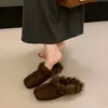 Moda Otoño/Invierno 2026 Nuevos Zapatos Peludos Versátiles Retro Diadema Pantuflas para Mujer Pantuflas Birkenstock Zapatos Casuales Perezosos Mujer