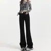 Calça Flare Jeans Retrô Americana para Mulheres, Nova Coleção de Outono, Cintura Alta, Slim, Versátil, Petite, Bootcut