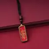 Oro, Madera, Agua, Fuego, Tierra Colgante Thangka Hecho a Mano Pintado en Oro Aleación Colgante con Nombre Weih Tendencia Nacional Collar para Hombres y Mujeres Portátil