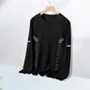 Camiseta de manga comprida de outono, tamanho grande, camiseta básica para homens, gola redonda, corte solto simples, camiseta estampada estilo coreano ins