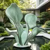 Escultura Abstracta de Hoja de Acero Inoxidable Personalizada para Instalación de Arte en Paisaje de Jardín Exterior y Adorno Decorativo de Pie