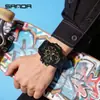 SANDA Tendência da Moda Relógio Eletrônico de Duplo Mostrador para Homens Versátil Soneca À Prova d'Água Relógio de Pulso Estudante Luminoso Relógio Esportivo