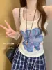 Chaleco Único con Olor a Orquídea Pequeña en Forma de I para Mujer Verano Ajustado con Tirantes Elásticos Ropa Exterior Spice Girls Top Delgado Plisado