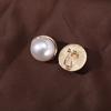 Pendientes Redondos Sencillos de Perlas Coreanas Seleccionados Cuidadosamente de Dongdaemun, Clips para Orejas, Agujas de Plata, Pendientes Atmosféricos de Estilo Retro Frío para Mujer