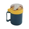 Copo de sopa manual de aço inoxidável 304 Morandi para estudantes para o trabalho, mingau, aveia, xícara de café da manhã selada, portátil, prático