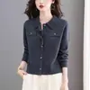 Cardigan de Tricô Feminino 2026 Moda Casual Casaco Curto de Tricô Outono Inverno Novo Estilo Elegante para Mãe