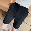 Waffe Shorts para Hombre Verano 2023 Nueva Llegada Pantalones Color Sólido Delgados Casuales Estilo Británico Pantalones Cortos de Traje para Hombre