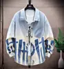 Camisa Tie-Dye de Manga Longa Masculina Verão Juventude Marca Tendência Camisa Solta Tendência Jaqueta de Aluno do Ensino Fundamental