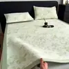 2026 Nuevo Modelo Grado A Polietileno Serie de Plantas Verdes Jacquard Enfriamiento Alfombrilla Suave 90*200cm Juego de Dos Piezas